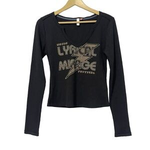 Anthropologie Pilcro Black Lyrical Mirage Festival Top Size Medium